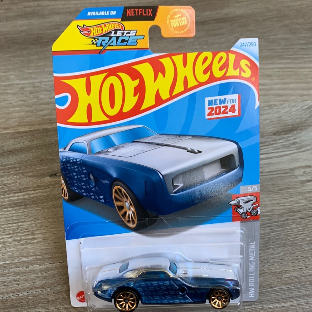 Hot Wheels Hi-Roller II Blue Race Car HW Rolling Metal Hotwheels New Model 2024